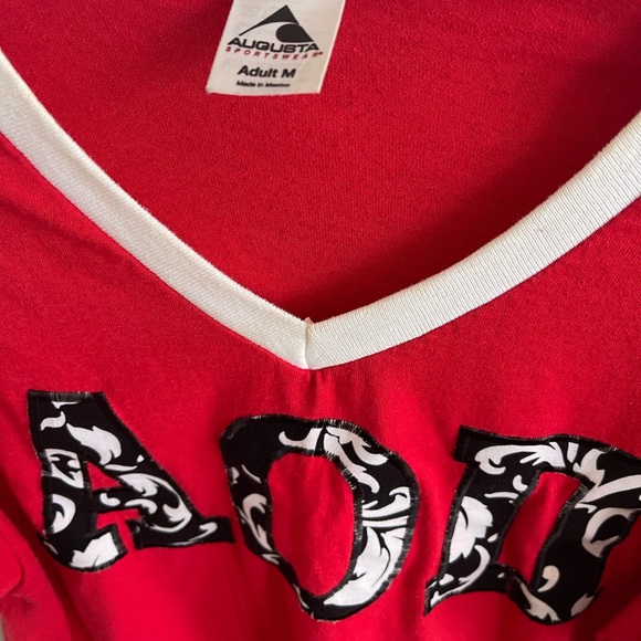 Alpha Omicron Pi V Neck Floral Letters Tee - Picture 2 of 2